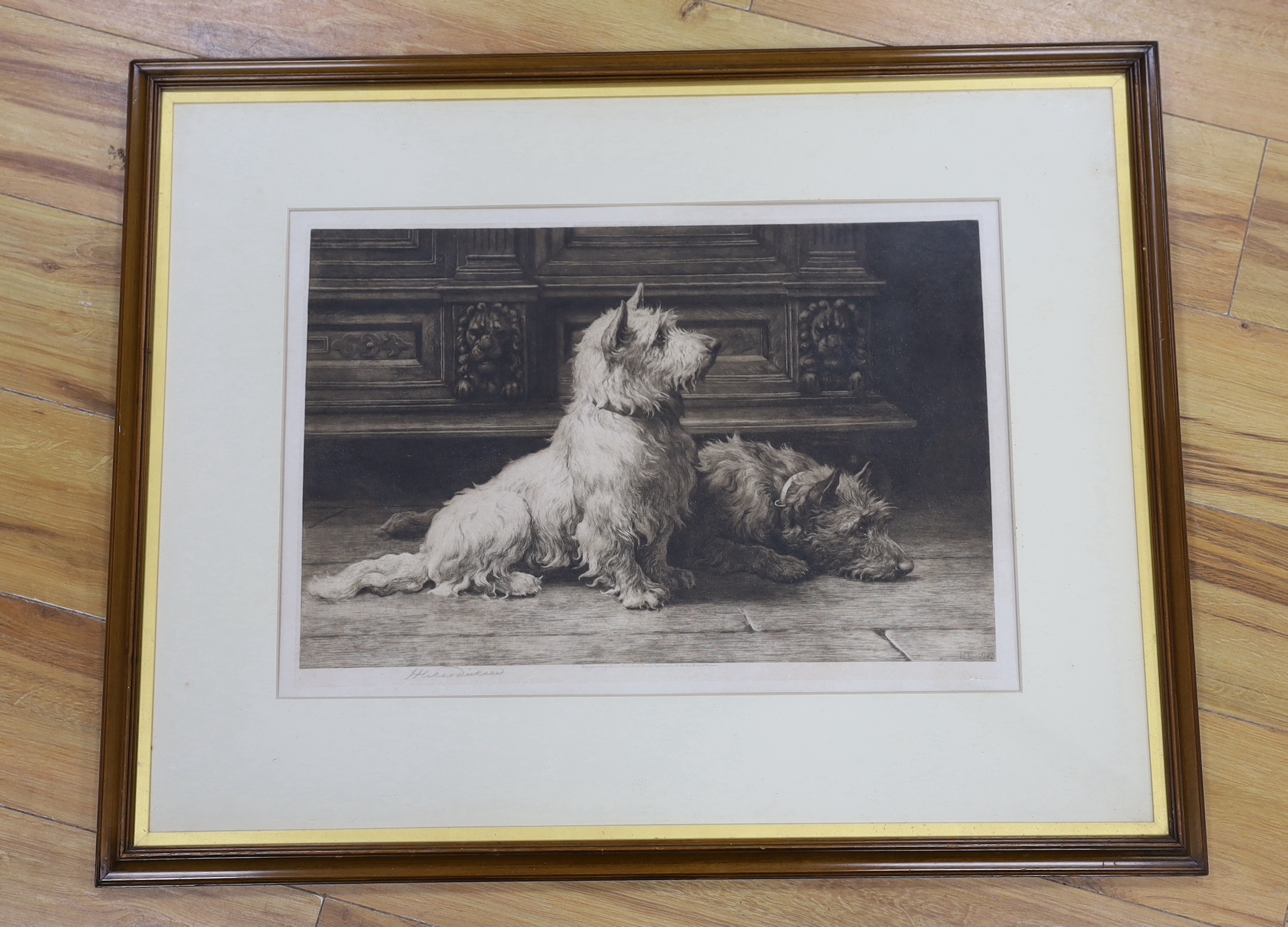 Herbert Dicksee (1862-1942), etching, Footsteps, signed in pencil, publ. 1926, inscribed label verso, 39 x 57cm